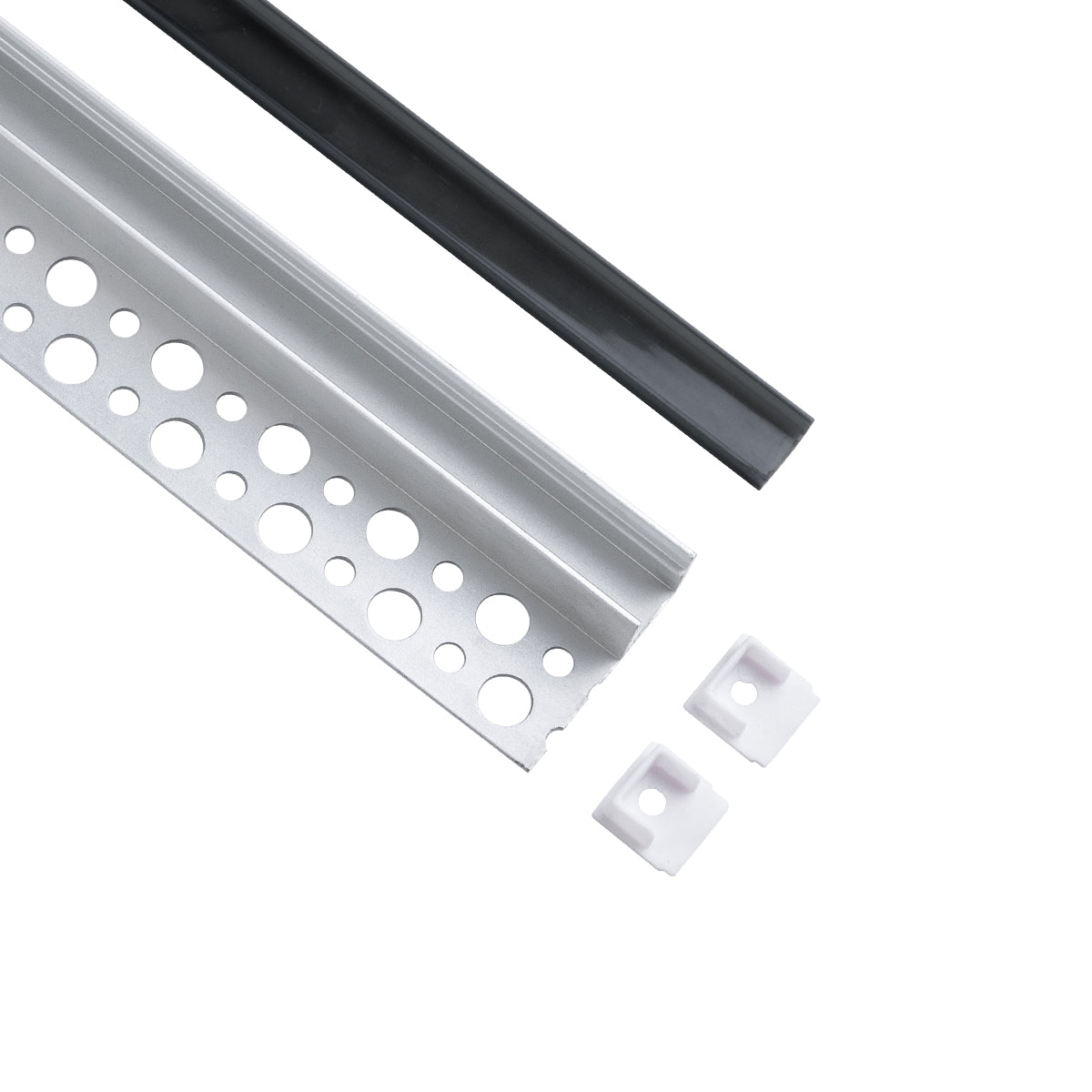 PLASTERBOARD-PROFILE 70835-3M Προφίλ Αλουμινίου - Βάση & Ψύκτρα Ταινίας LED με Μαύρο Φιμέ Κάλυμμα - Χωνευτή Τερματική Χρήση σε Τελείωμα Γυψοσανίδας ή σε Πλακάκι - Trimless - Πατητό Κάλυμμα - Ασημί - 3 Μέτρα - Πακέτο 5 Τεμαχίων - Μ300 x Π3.1 x Υ1.3cm