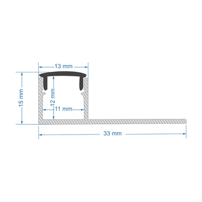 PLASTERBOARD-PROFILE 70835-3M Προφίλ Αλουμινίου - Βάση & Ψύκτρα Ταινίας LED με Μαύρο Φιμέ Κάλυμμα - Χωνευτή Τερματική Χρήση σε Τελείωμα Γυψοσανίδας ή σε Πλακάκι - Trimless - Πατητό Κάλυμμα - Ασημί - 3 Μέτρα - Πακέτο 5 Τεμαχίων - Μ300 x Π3.1 x Υ1.3cm
