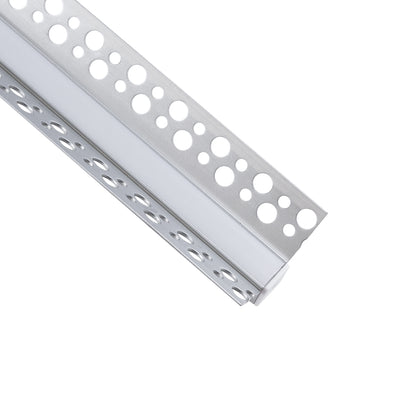 PLASTERBOARD-PROFILE 70836-3M Προφίλ Αλουμινίου - Βάση & Ψύκτρα Ταινίας LED με Λευκό Γαλακτερό Κάλυμμα - Χωνευτή Γωνιακή Χρήση σε Εσωτερική Γωνία Γυψοσανίδας - Trimless - Πατητό Κάλυμμα - Ασημί - 3 Μέτρα - Πακέτο 5 Τεμαχίων - Μ300 x Π3.1 x Υ1.3cm