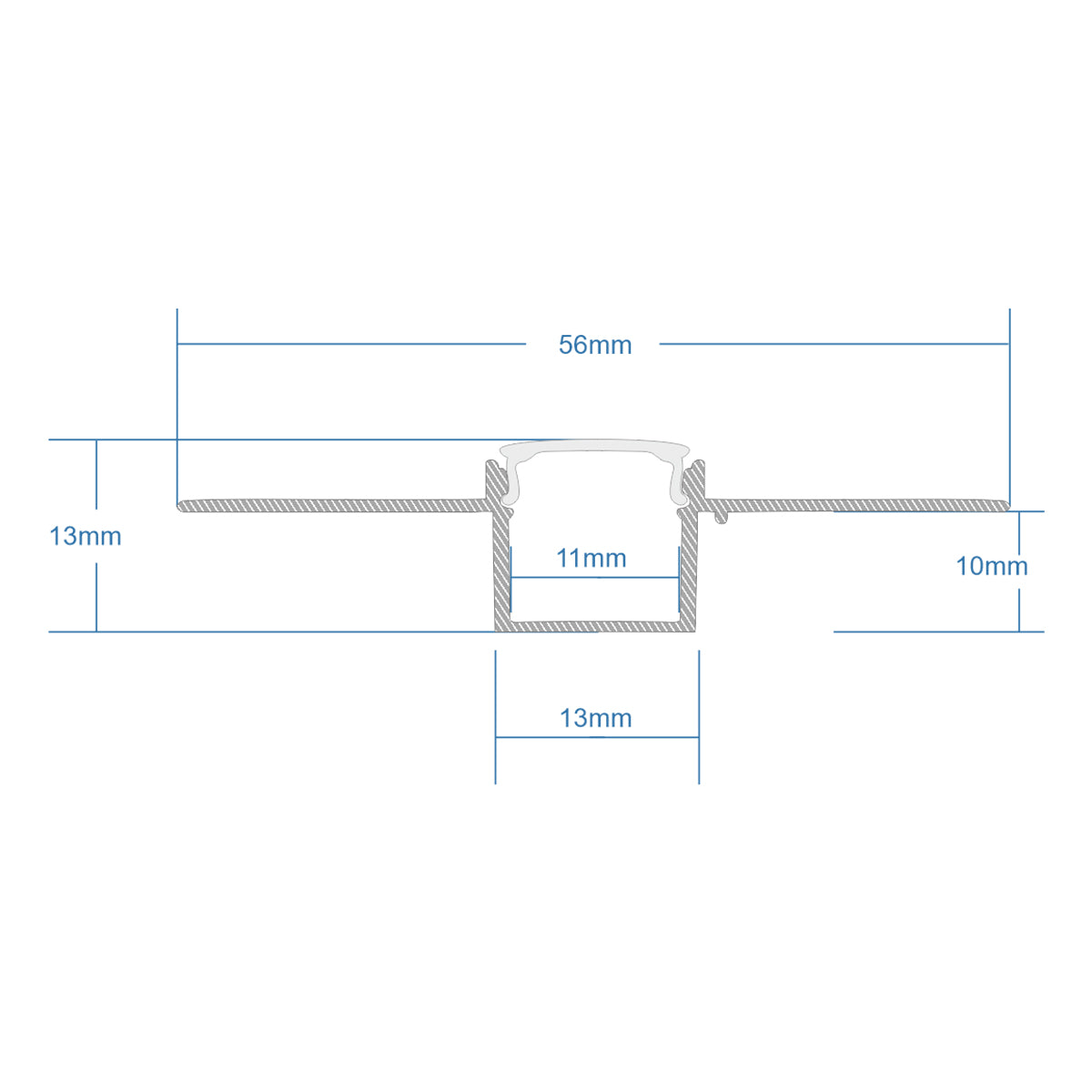 PLASTERBOARD-PROFILE 70838-1M Προφίλ Αλουμινίου - Βάση & Ψύκτρα Ταινίας LED με Λευκό Γαλακτερό Κάλυμμα - Χωνευτή Χρήση σε Γυψοσανίδα - Trimless - Πατητό Κάλυμμα - Ασημί - 1 Μέτρο - Μ100 x Π5.6 x Υ1.5cm