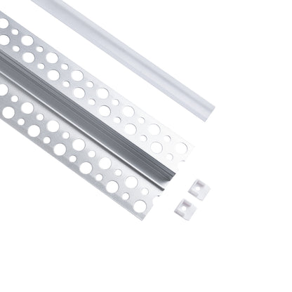 ALP-PLASTERIN GYPSO 70838-3M Χωνευτό Προφίλ Αλουμινίου Ειδικό για Γυψοσανίδα με Λευκό Γαλακτερό Πατητό Κάλυμμα για Ταινίες LED IP20 - Ασημί & Λευκό - Μ300 x Π5.6 x Υ1.3 - Πακέτο 5 Τεμαχίων