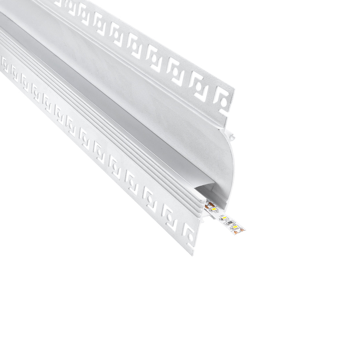 PLASTERBOARD-PROFILE 70840-3M Προφίλ Αλουμινίου - Βάση & Ψύκτρα Ταινίας LED με Λευκό Γαλακτερό Κάλυμμα - Χωνευτή Χρήση σε Γυψοσανίδα για Δημιουργία Κρυφού Φωτισμού - Trimless - Πατητό Κάλυμμα - Λευκό - 3 Μέτρα - Πακέτο 5 Τεμαχίων - Μ300 x Π9.7 x Υ2cm