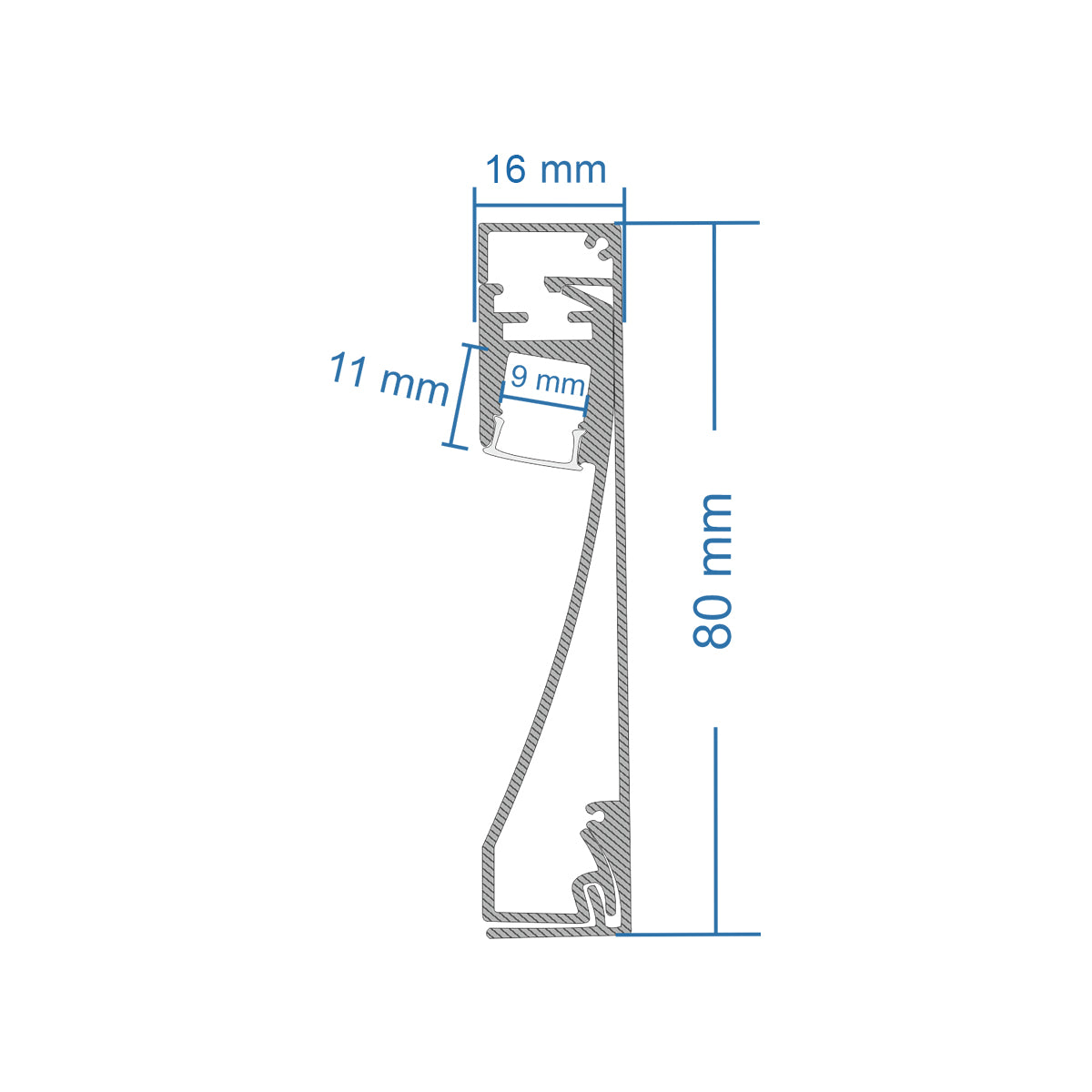 SKIRTINGBOARD-PROFILE 70850-3M Προφίλ Αλουμινίου - Βάση & Ψύκτρα Ταινίας LED με Λευκό Γαλακτερό Κάλυμμα - Επιφανειακή Χρήση για Περβάζι - Πατητό Κάλυμμα - Ασημί - 3 Μέτρα - Μ300 x Π1.6 x Υ8cm