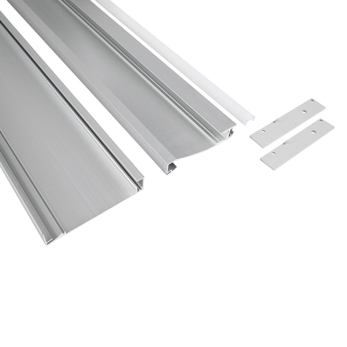 SKIRTINGBOARD-PROFILE 70850-3M Προφίλ Αλουμινίου - Βάση & Ψύκτρα Ταινίας LED με Λευκό Γαλακτερό Κάλυμμα - Επιφανειακή Χρήση για Περβάζι - Πατητό Κάλυμμα - Ασημί - 3 Μέτρα - Μ300 x Π1.6 x Υ8cm