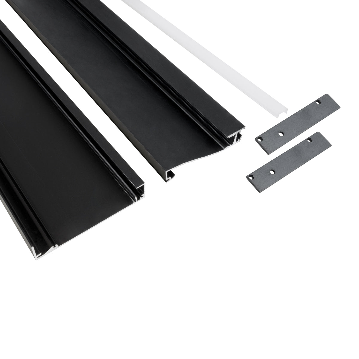 SKIRTINGBOARD-PROFILE 70852-3M Προφίλ Αλουμινίου - Βάση & Ψύκτρα Ταινίας LED με Λευκό Γαλακτερό Κάλυμμα - Επιφανειακή Χρήση για Περβάζι - Πατητό Κάλυμμα - Μαύρο - 3 Μέτρα - Μ300 x Π1.6 x Υ8cm