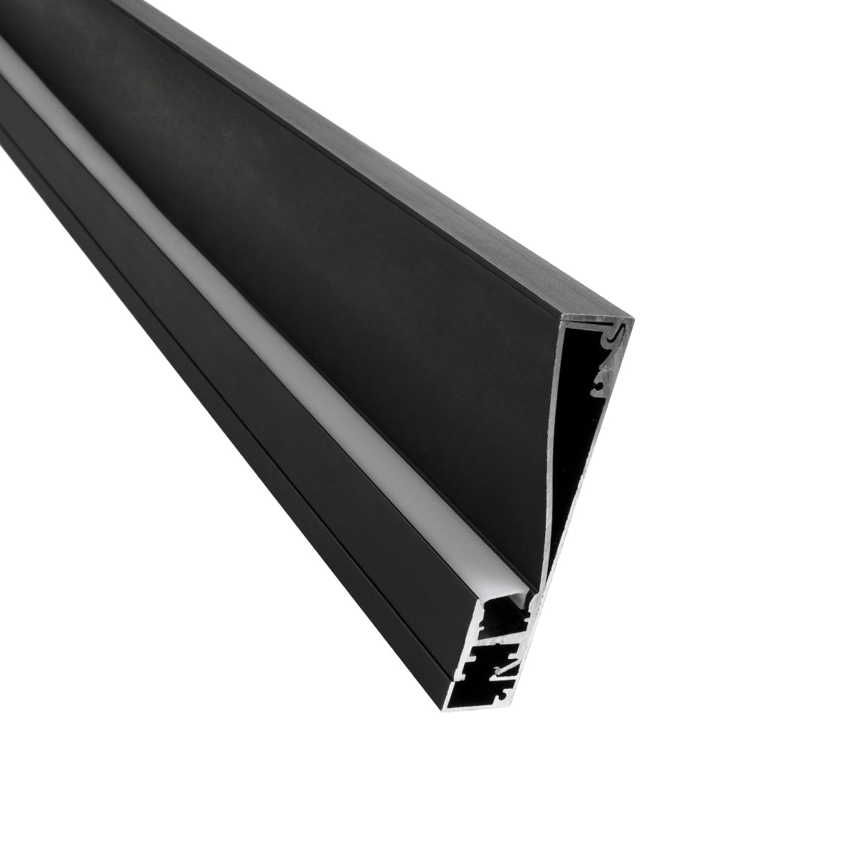 SKIRTINGBOARD-PROFILE 70852-3M Προφίλ Αλουμινίου - Βάση & Ψύκτρα Ταινίας LED με Λευκό Γαλακτερό Κάλυμμα - Επιφανειακή Χρήση για Περβάζι - Πατητό Κάλυμμα - Μαύρο - 3 Μέτρα - Μ300 x Π1.6 x Υ8cm