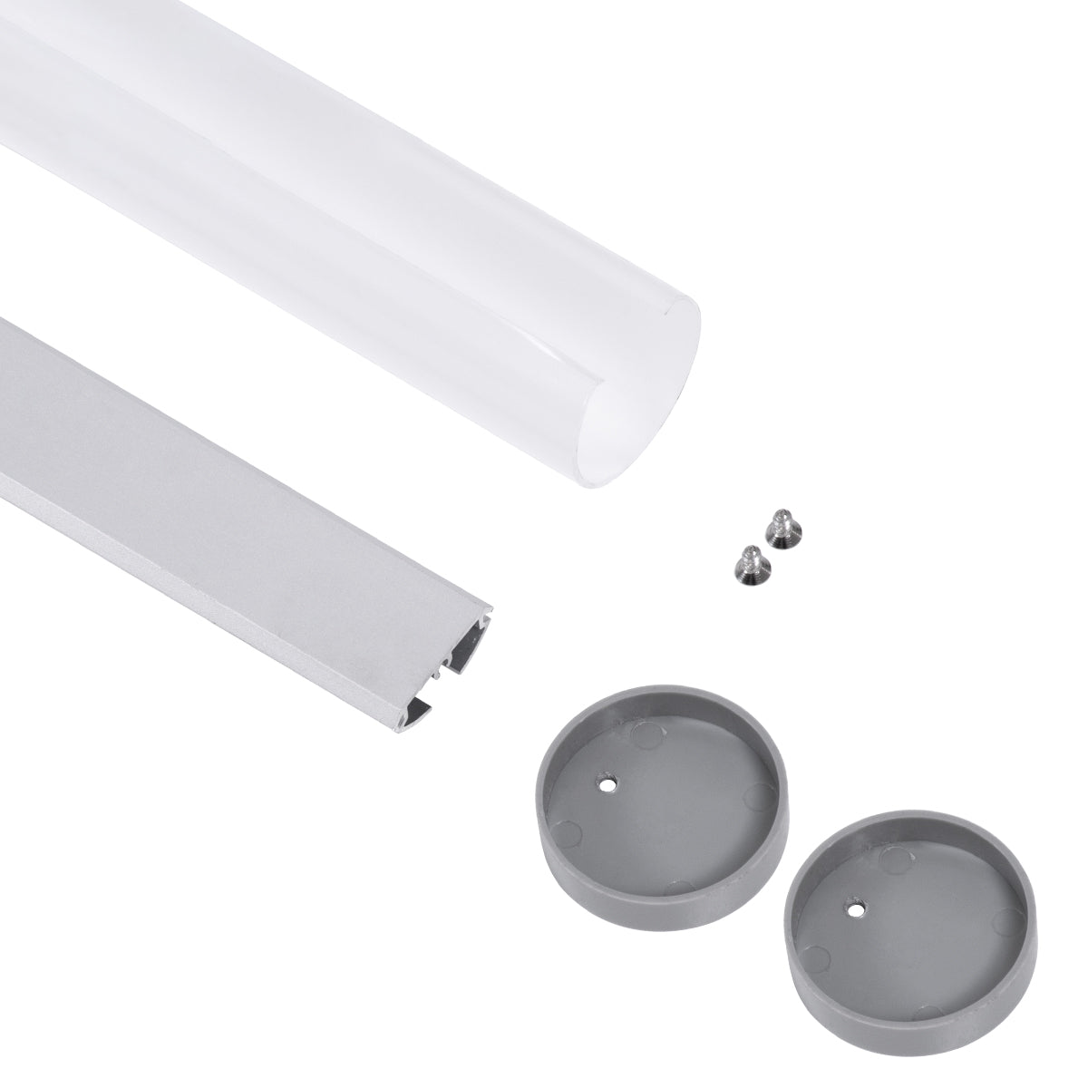 ALP-ROUND TUBIT 70853-3M Επιφανειακό & Κρεμαστό Προφίλ Αλουμινίου με Λευκό Γαλακτερό Πατητό Κάλυμμα για Ταινίες LED IP20 - Ασημί & Λευκό - Μ300 x Π3 x Υ3