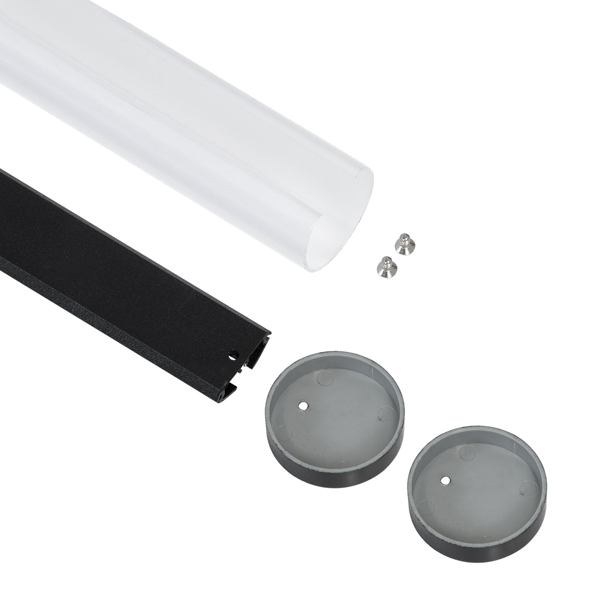 ALP-ROUND TUBIT 70854-3M Επιφανειακό & Κρεμαστό Προφίλ Αλουμινίου με Λευκό Γαλακτερό Πατητό Κάλυμμα για Ταινίες LED IP20 - Μαύρο & Λευκό - Μ300 x Π3 x Υ3