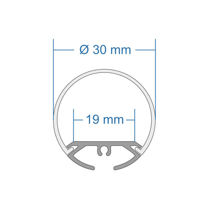 ALP-ROUND TUBIT 70853-3M Επιφανειακό & Κρεμαστό Προφίλ Αλουμινίου με Λευκό Γαλακτερό Πατητό Κάλυμμα για Ταινίες LED IP20 - Ασημί & Λευκό - Μ300 x Π3 x Υ3