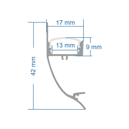 SURFACE-PROFILE 70859-3M Προφίλ Αλουμινίου - Βάση & Ψύκτρα Ταινίας LED με Λευκό Γαλακτερό Κάλυμμα - Επιφανειακή Χρήση Δημιουργίας Κρυφού Φωτισμού - Πατητό Κάλυμμα - Μαύρο - 3 Μέτρα - Πακέτο 5 Τεμαχίων - Μ300 x Π1.7 x Υ4.2cm