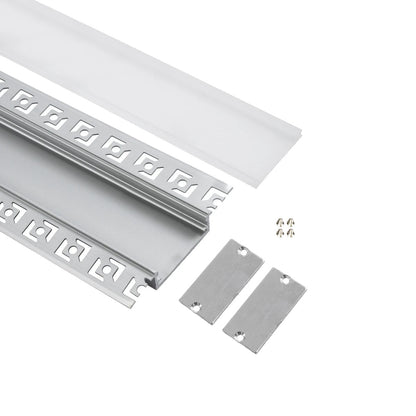 ALP-PLASTERIN GYPSO 70861-1M Χωνευτό Προφίλ Αλουμινίου Ειδικό για Γυψοσανίδα με Λευκό Γαλακτερό Πατητό Κάλυμμα για Ταινίες LED IP20 - Ασημί & Λευκό - Μ100 x Π7.8 x Υ1.4