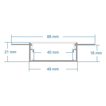 ALP-PLASTERIN GYPSO 70862-1M Χωνευτό Προφίλ Αλουμινίου Ειδικό για Γυψοσανίδα με Λευκό Γαλακτερό Πατητό Κάλυμμα για Ταινίες LED IP20 - Ασημί & Λευκό - Μ100 x Π8.8 x Υ2