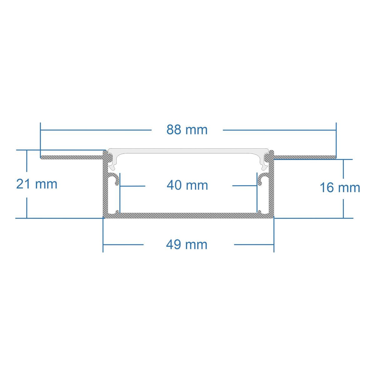 PLASTERBOARD-PROFILE 70862-3M Προφίλ Αλουμινίου - Βάση & Ψύκτρα Ταινίας LED με Λευκό Γαλακτερό Κάλυμμα - Χωνευτή Χρήση σε Γυψοσανίδα - Trimless - Πατητό Κάλυμμα - Ασημί - 3 Μέτρα - Πακέτο 5 Τεμαχίων - Μ300 x Π8.8 x Υ2cm