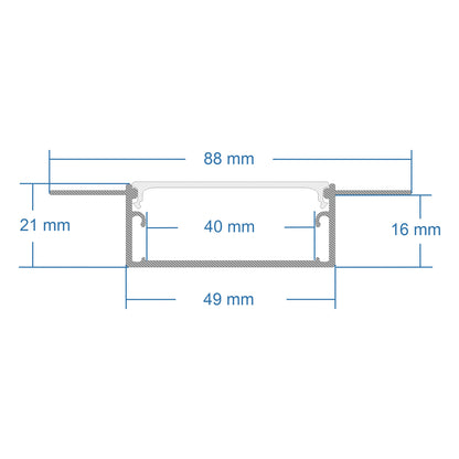 PLASTERBOARD-PROFILE 70862-3M Προφίλ Αλουμινίου - Βάση & Ψύκτρα Ταινίας LED με Λευκό Γαλακτερό Κάλυμμα - Χωνευτή Χρήση σε Γυψοσανίδα - Trimless - Πατητό Κάλυμμα - Ασημί - 3 Μέτρα - Πακέτο 5 Τεμαχίων - Μ300 x Π8.8 x Υ2cm