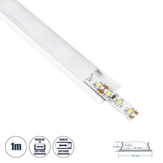 ALP-LINEAR CURBARIO 70863-1M Επιφανειακό Εύκαμπτο Προφίλ Αλουμινίου με Λευκό Γαλακτερό Πατητό Κάλυμμα για Ταινίες LED IP20 - Λευκό - Μ100 x Π1.8 x Υ0.5