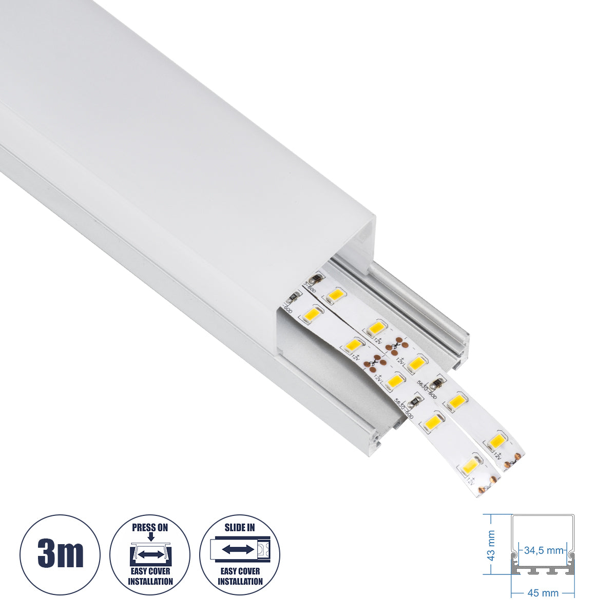 SURFACEPENDANT-PROFILE 70864-3M Προφίλ Αλουμινίου - Βάση & Ψύκτρα Ταινίας LED με Λευκό Γαλακτερό Κάλυμμα - Επιφανειακή & Κρεμαστή Χρήση - Πατητό Κάλυμμα - Ασημί - 3 Μέτρα - Μ300 x Π4.5 x Υ4.2cm