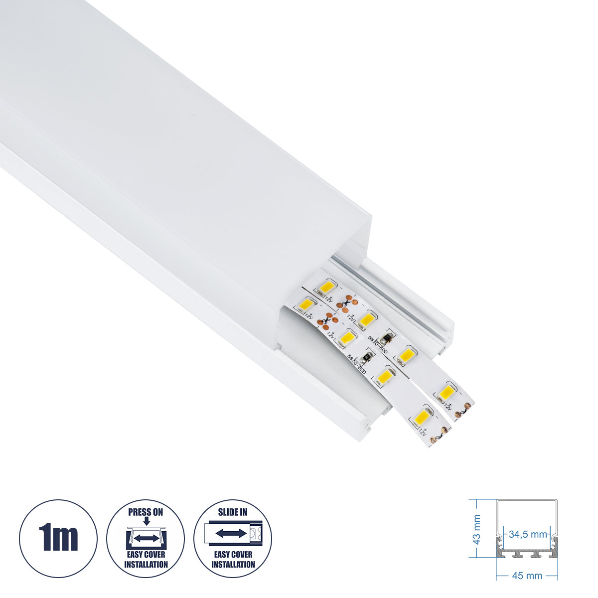 SURFACEPENDANT-PROFILE 70865-1M Προφίλ Αλουμινίου - Βάση & Ψύκτρα Ταινίας LED με Λευκό Γαλακτερό Κάλυμμα - Επιφανειακή & Κρεμαστή Χρήση - Πατητό Κάλυμμα - Λευκό - 1 Μέτρο - Μ100 x Π4.5 x Υ4.2cm