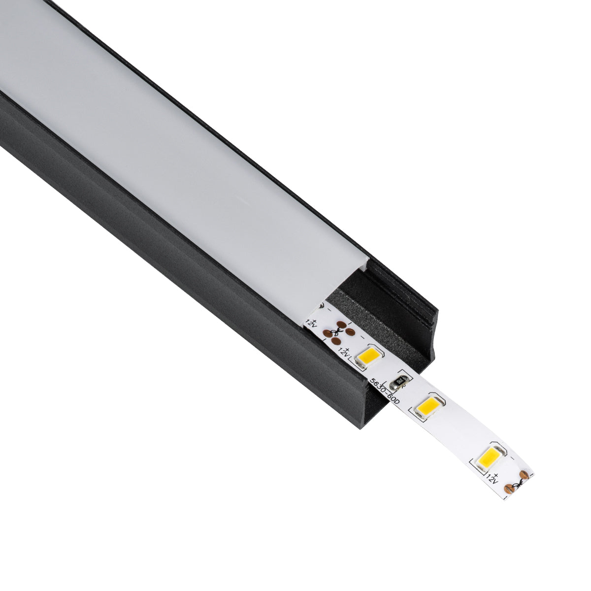 SURFACE-PROFILE 70869-1M Προφίλ Αλουμινίου - Βάση & Ψύκτρα Ταινίας LED με Λευκό Γαλακτερό Κάλυμμα - Επιφανειακή Χρήση - Πατητό Κάλυμμα - Μαύρο - 1 Μέτρο - Μ100 x Π2.3 x Υ2cm