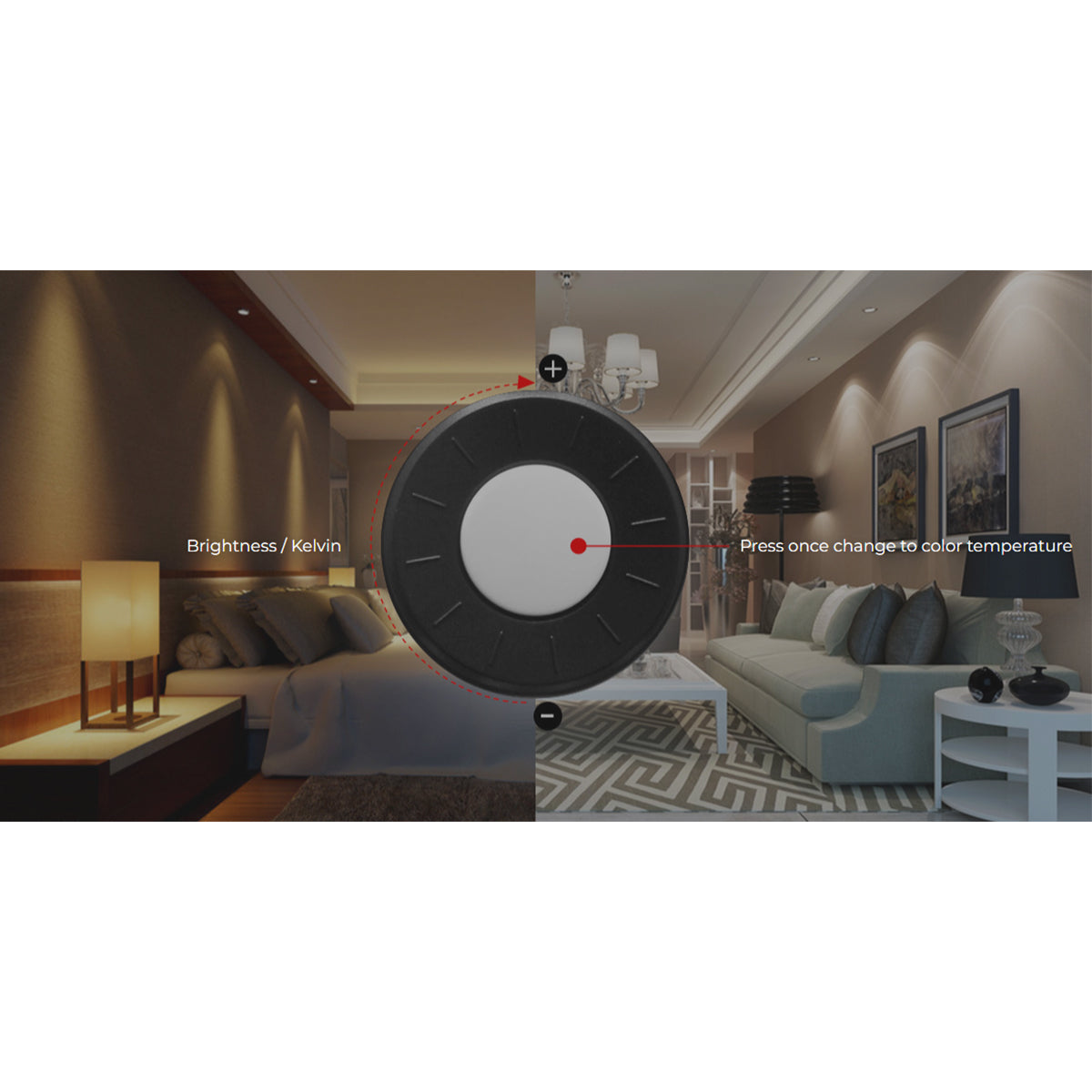 71402 FUT006 Mi-Light Ασύρματο Χειριστήριο RF 2.4Ghz 4 Group για όλα τα Μονόχρωμα & CCT Mi-BOXER Controller DC 3V 2 x AAA - IP20 Λευκό Μ10.8 x Π5.4 x Υ2cm