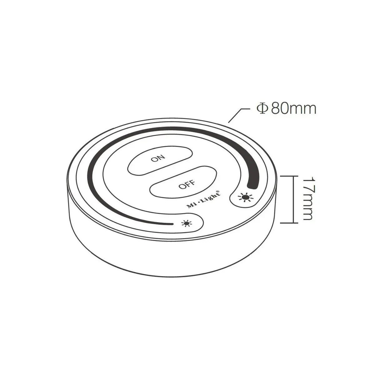 71403 FUT087-B Mi-Light Ασύρματο Χειριστήριο Αφής RF 2.4Ghz για όλα τα Μονόχρωμα Mi-BOXER Controller DC 3V 2 x AAA - IP20 Μαύρο Φ8 x Υ1.8cm