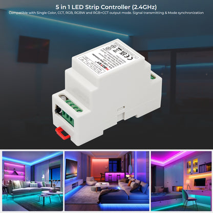 71415 LS2S Mi-BOXER DC WiFi & RF 2.4Ghz Dimmer High Speed Controller 5 Καναλιών DC 12-24V 5 x 6A 144W - Max 10A 240W - IP20 RGBW+WW - Din Rail Ράγας - Μ9 x Π3.4 x Υ6cm