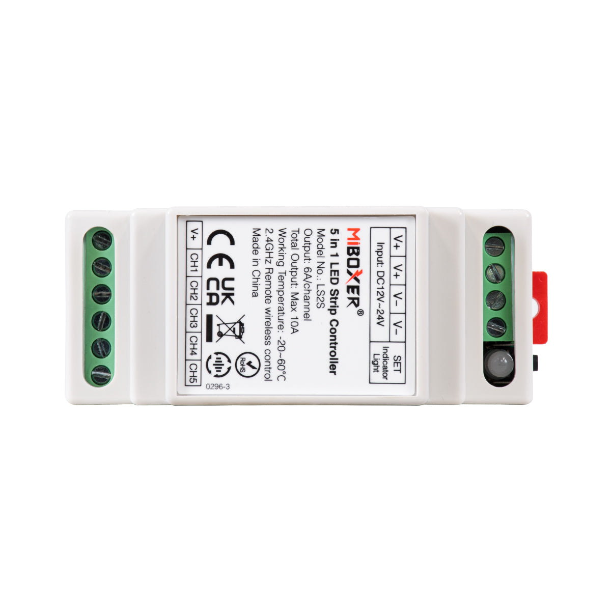 71415 LS2S Mi-BOXER DC WiFi & RF 2.4Ghz Dimmer High Speed Controller 5 Καναλιών DC 12-24V 5 x 6A 144W - Max 10A 240W - IP20 RGBW+WW - Din Rail Ράγας - Μ9 x Π3.4 x Υ6cm