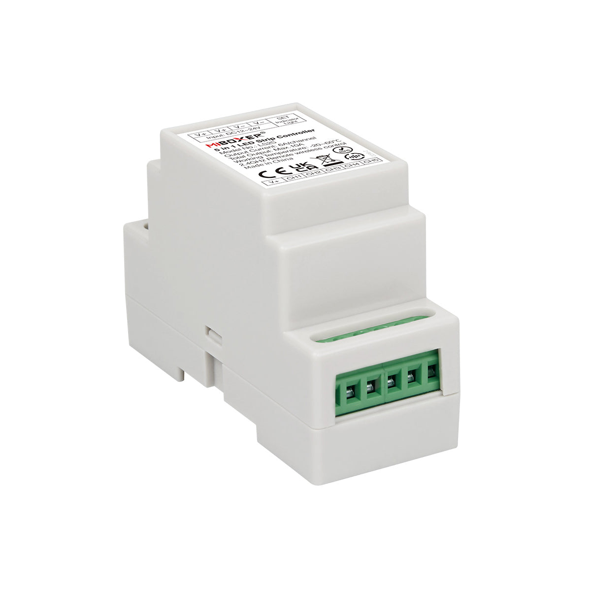 71415 LS2S Mi-BOXER DC WiFi & RF 2.4Ghz Dimmer High Speed Controller 5 Καναλιών DC 12-24V 5 x 6A 144W - Max 10A 240W - IP20 RGBW+WW - Din Rail Ράγας - Μ9 x Π3.4 x Υ6cm