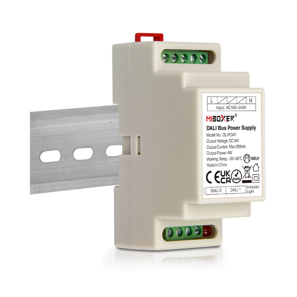 MiBOXER-DL-POW1 71420 DC DALI BUS Τροφοδοτικό/Μετασχηματιστής SELV Ράγας με 2 x 125mA 2W Κανάλια AC 220-240V σε DC 16V 250mA 4W Max IP20 - DALI BUS - Μ9 x Π3.4 x Υ6