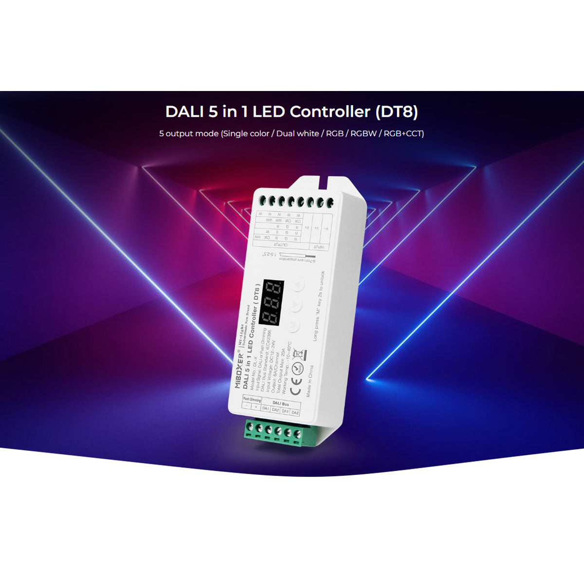 71423 DL-X Mi-BOXER DC DALI & Push Dimming 5 in 1 High Speed Controller / Dimmer 5 Καναλιών DC 12-24V 5 x 6A 144W - Max 20A 480W - IP20 RGBW+WW Μ13 x Π5 x Υ2.5cm
