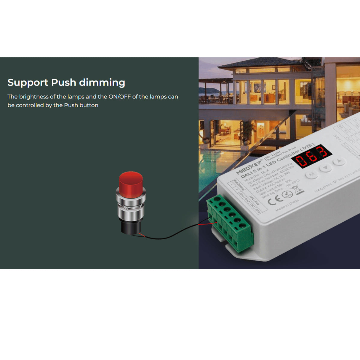 71423 DL-X Mi-BOXER DC DALI & Push Dimming 5 in 1 High Speed Controller / Dimmer 5 Καναλιών DC 12-24V 5 x 6A 144W - Max 20A 480W - IP20 RGBW+WW Μ13 x Π5 x Υ2.5cm
