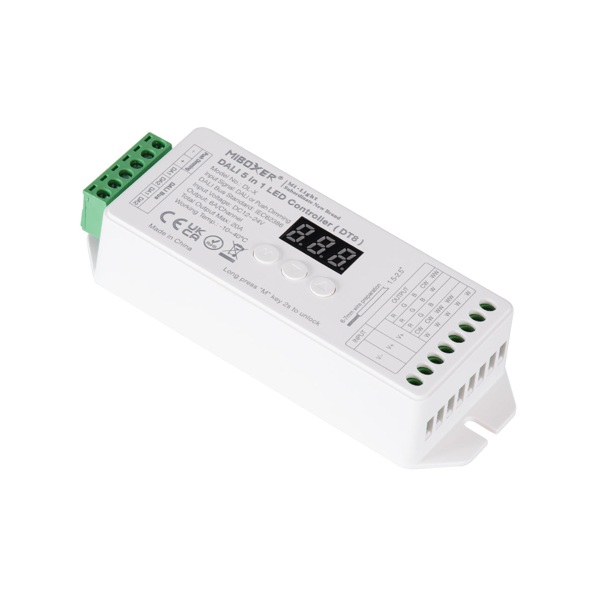 71423 DL-X Mi-BOXER DC DALI & Push Dimming 5 in 1 High Speed Controller / Dimmer 5 Καναλιών DC 12-24V 5 x 6A 144W - Max 20A 480W - IP20 RGBW+WW Μ13 x Π5 x Υ2.5cm