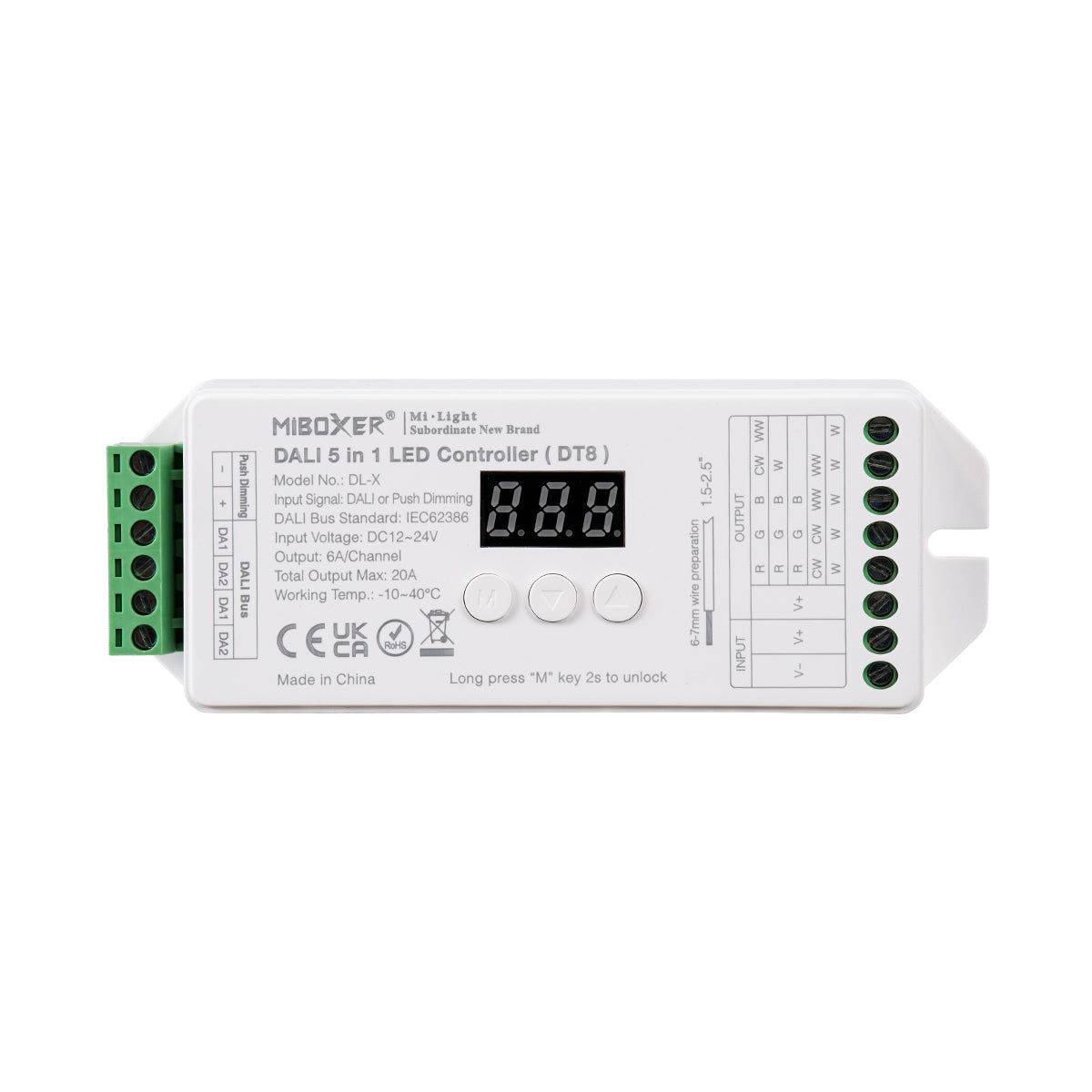 71423 DL-X Mi-BOXER DC DALI & Push Dimming 5 in 1 High Speed Controller / Dimmer 5 Καναλιών DC 12-24V 5 x 6A 144W - Max 20A 480W - IP20 RGBW+WW Μ13 x Π5 x Υ2.5cm