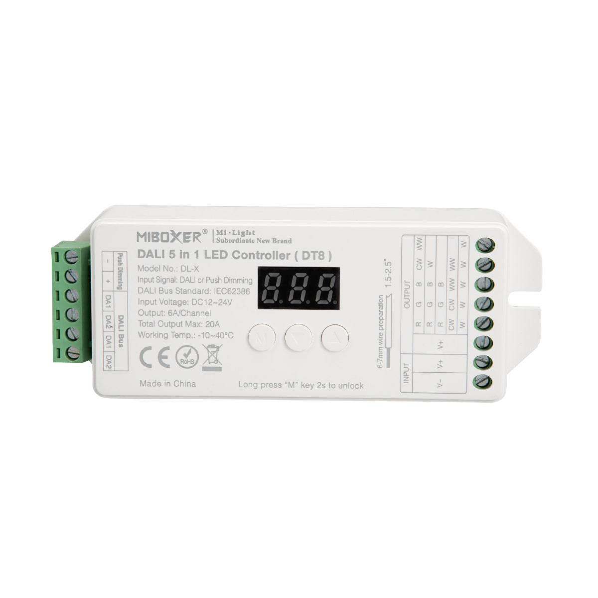 71423 DL-X Mi-BOXER DC DALI & Push Dimming 5 in 1 High Speed Controller / Dimmer 5 Καναλιών DC 12-24V 5 x 6A 144W - Max 20A 480W - IP20 RGBW+WW Μ13 x Π5 x Υ2.5cm