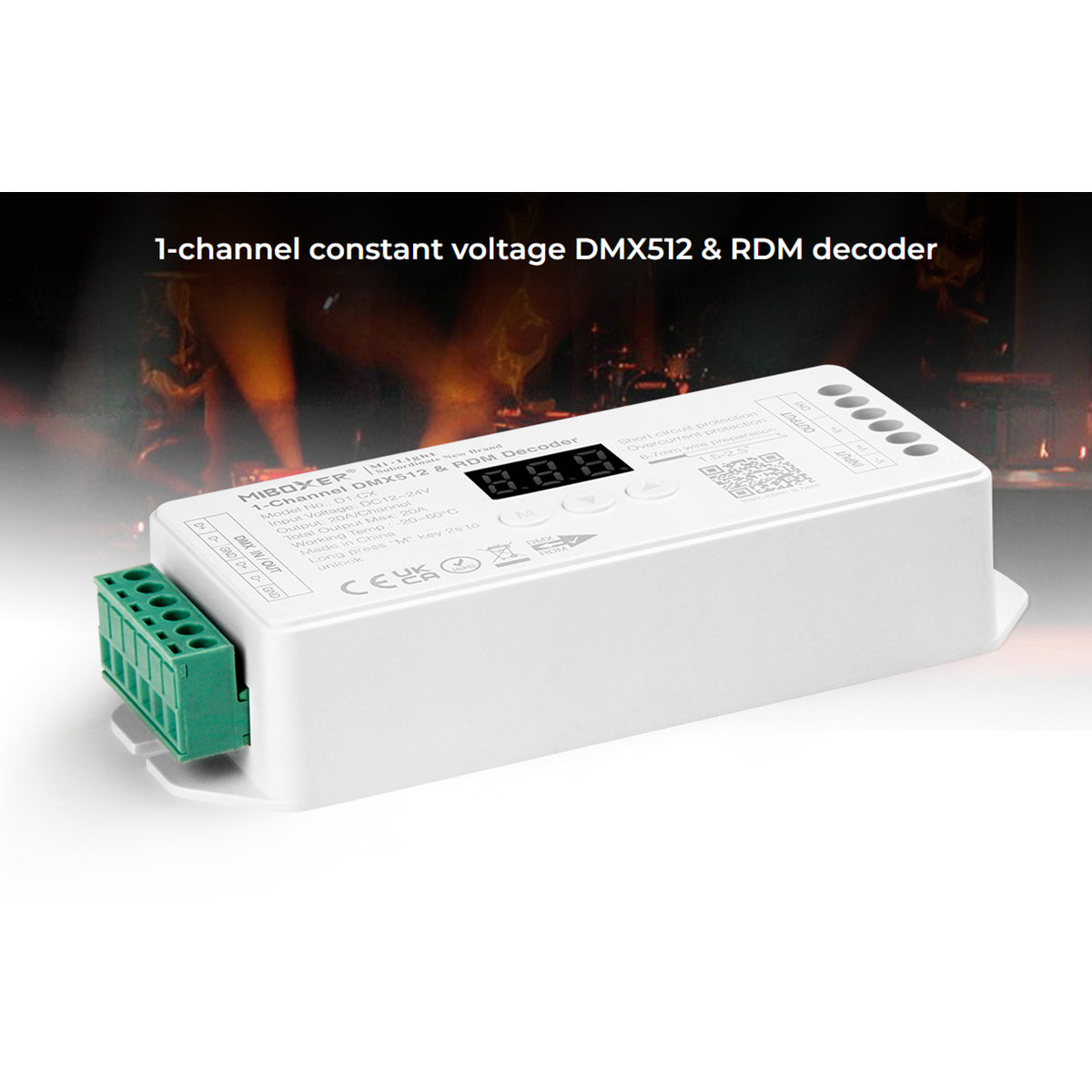 71424 D1-CX Mi-BOXER DC DMX & RDM Dimmer High Speed Controller / Decoder 1 Καναλιού DC 12-24V 1 x 20A 480W - Max 20A 480W - IP20 Μ13 x Π5 x Υ2.5cm