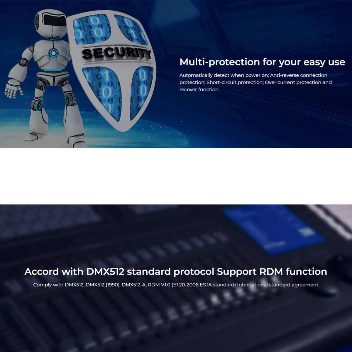 71425 D3-CX Mi-BOXER DC DMX & RDM Dimmer High Speed Controller / Decoder 3 Καναλιών DC 12-24V 3 x 6A 144W - Max 18A 432W - IP20 Μ13 x Π5 x Υ2.5cm