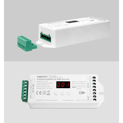 71426 D5-CX Mi-BOXER DC DMX & RDM Dimmer High Speed Controller / Decoder 5 Καναλιών DC 12-24V 5 x 4A 96W - Max 20A 480W - IP20 Μ13 x Π5 x Υ2.5cm