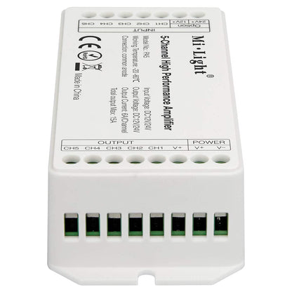 MiBOXER-PA5 71429 DC Ενισχυτής Ισχύος & Σήματος Υψηλής Ταχύτητας με 5 x 6A 144W Κανάλια DC 12-24V 15A 360W Max IP20 - Μ11.4 x Π4.9 x Υ2.8