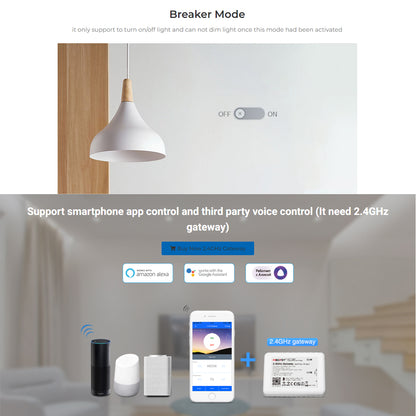MiBOXER-TRI-C1 71432 AC Triac RF 2.4Ghz & Push Dimmer με 1 x 1.36A 300W Κανάλι AC 220-240V 1.36A 300W Max IP20 - RF 2.4Ghz & Push Dimming - Μ5 x Π5 x Υ2.3