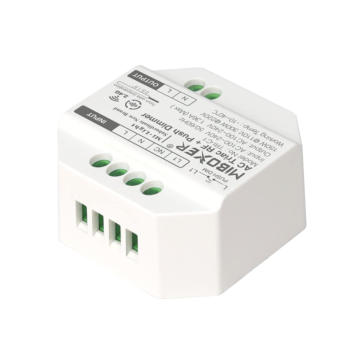 MiBOXER-TRI-C1 71432 AC Triac RF 2.4Ghz & Push Dimmer με 1 x 1.36A 300W Κανάλι AC 220-240V 1.36A 300W Max IP20 - RF 2.4Ghz & Push Dimming - Μ5 x Π5 x Υ2.3