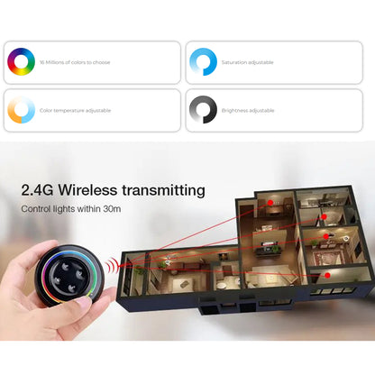 71434 S2-B Mi-Light Ασύρματο Χειριστήριο Αφής RF 2.4Ghz για όλα τα RGBW+WW Mi-BOXER Controller DC 3V 2 x AAA - IP20 Μαύρο Φ7 x Υ2.5cm