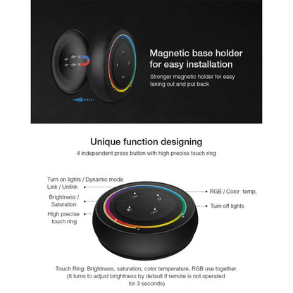 71434 S2-B Mi-Light Ασύρματο Χειριστήριο Αφής RF 2.4Ghz για όλα τα RGBW+WW Mi-BOXER Controller DC 3V 2 x AAA - IP20 Μαύρο Φ7 x Υ2.5cm