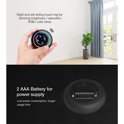 71434 S2-B Mi-Light Ασύρματο Χειριστήριο Αφής RF 2.4Ghz για όλα τα RGBW+WW Mi-BOXER Controller DC 3V 2 x AAA - IP20 Μαύρο Φ7 x Υ2.5cm