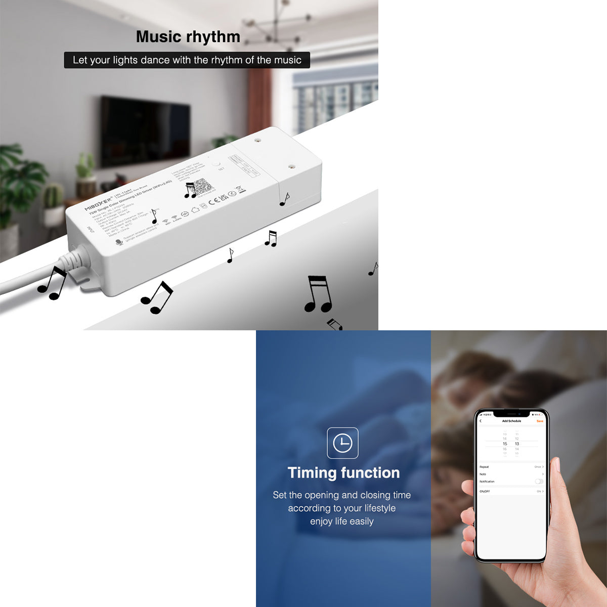 71437 WL1-P75V24 Mi-BOXER DC Smart Wifi & RF 2.4Ghz & Push Dimming Power Supply Τροφοδοτικό SELV & Controller / Dimmer All in One AC100-240V σε DC 24V 1 x 3A 75W - Max 3A 75W - IP20 Μ19 x Π5.5 x Υ3.2cm