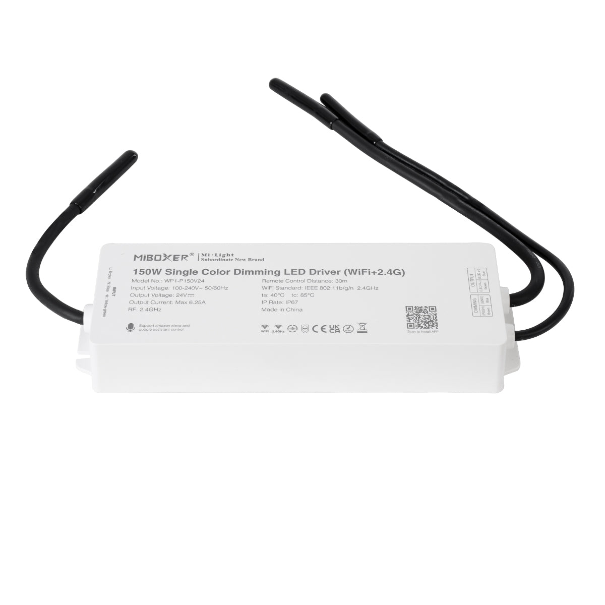 71438 WP1-P150V24 Mi-BOXER DC Smart Wifi & RF 2.4Ghz & Push Dimming Power Supply Τροφοδοτικό SELV & Controller / Dimmer All in One AC100-240V σε DC 24V 1 x 6.25A 150W - Max 6.25A 150W - Αδιάβροχο IP67 Μ22.5 x Π7 x Υ3.5cm