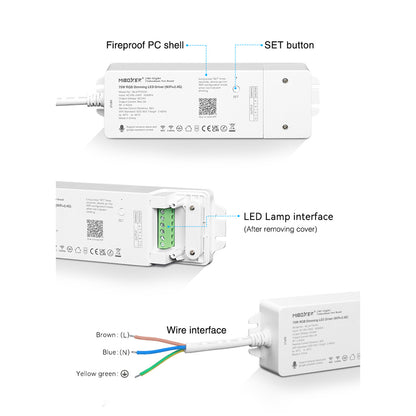 71439 WL3-P75V24 Mi-BOXER DC Smart Wifi & RF 2.4Ghz & Push Dimming Power Supply Τροφοδοτικό SELV & Controller / Dimmer All in One 3 Καναλιών AC100-240V σε DC 24V 3 x 0.6A 14.4W - Max 3A 75W - IP20 RGB Μ19 x Π5.5 x Υ3.2cm