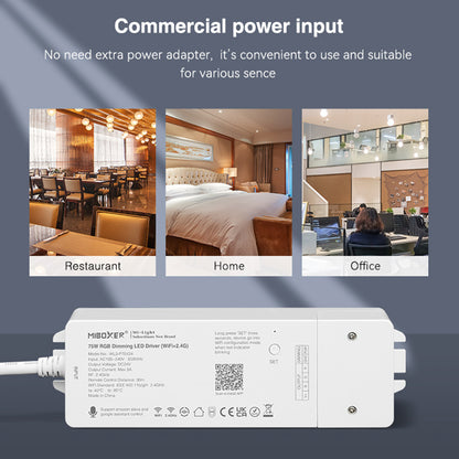 71439 WL3-P75V24 Mi-BOXER DC Smart Wifi & RF 2.4Ghz & Push Dimming Power Supply Τροφοδοτικό SELV & Controller / Dimmer All in One 3 Καναλιών AC100-240V σε DC 24V 3 x 0.6A 14.4W - Max 3A 75W - IP20 RGB Μ19 x Π5.5 x Υ3.2cm