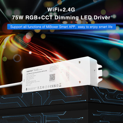 71441 WL5-P75V24 Mi-BOXER DC Smart Wifi & RF 2.4Ghz Power Supply Τροφοδοτικό SELV & Controller / Dimmer All in One 5 Καναλιών AC100-240V σε DC 24V 5 x 0.6A 14.4W - Max 3A 75W - IP20 RGBW+WW Μ19 x Π5.5 x Υ3.2cm