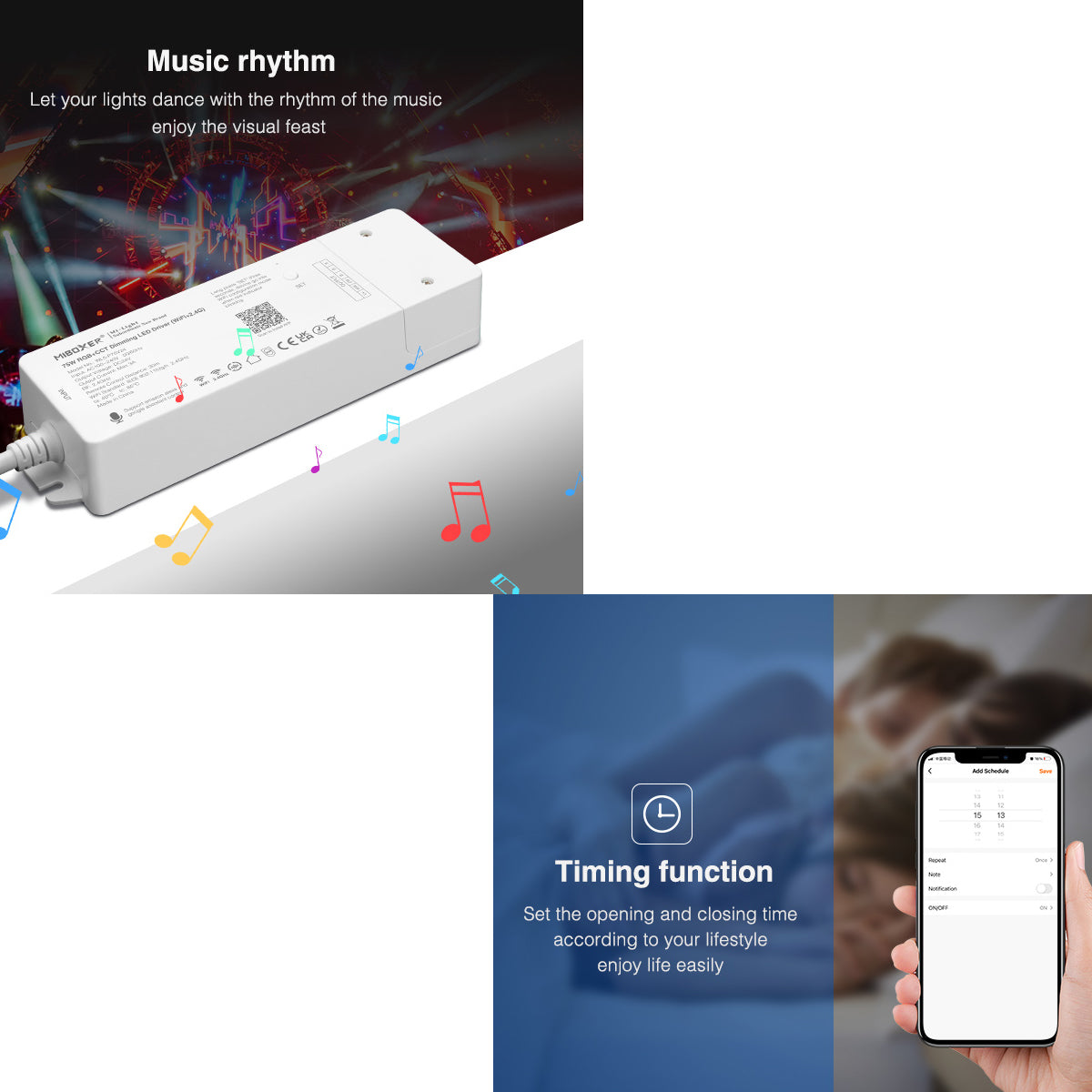 71441 WL5-P75V24 Mi-BOXER DC Smart Wifi & RF 2.4Ghz Power Supply Τροφοδοτικό SELV & Controller / Dimmer All in One 5 Καναλιών AC100-240V σε DC 24V 5 x 0.6A 14.4W - Max 3A 75W - IP20 RGBW+WW Μ19 x Π5.5 x Υ3.2cm