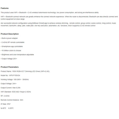 71442 WP3-P150V24 Mi-BOXER DC Smart Wifi & RF 2.4Ghz Power Supply Τροφοδοτικό SELV & Controller / Dimmer All in One 3 Καναλιών AC100-240V σε DC 24V 3 x 2.1A 50W - Max 6.25A 150W - Αδιάβροχο IP67 RGB Μ22.5 x Π7.3 x Υ3.5cm