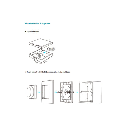 71443 K1 Mi-BOXER Ασύρματο Επιτοίχιο Χειριστήριο Dimmer RF 2.4Ghz για όλα τα Μονόχρωμα Mi-BOXER Controller DC 3V 1 x CR2032 - IP20 Λευκό Μ8.5 x Π8.5 x Υ2.5cm